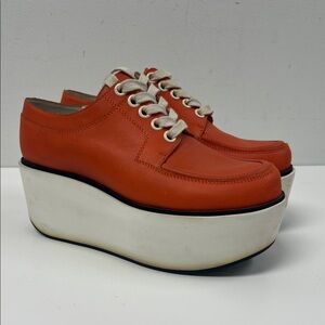 Jil Sander Orange and White Platform Shoes